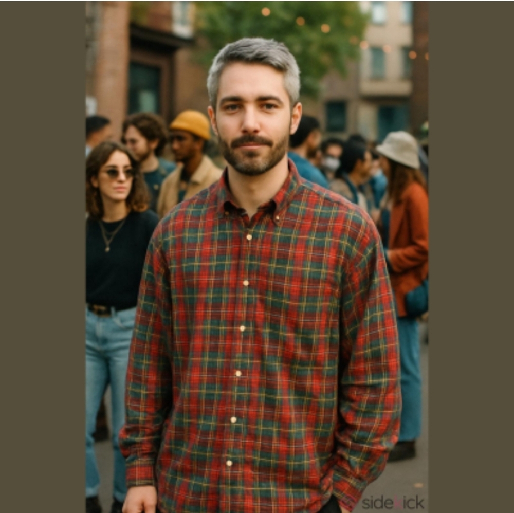 🍉2/40🍉Vntg Tommy Hilfiger Men's Shirt Red Plaid Long Sleeves Button up Shirt